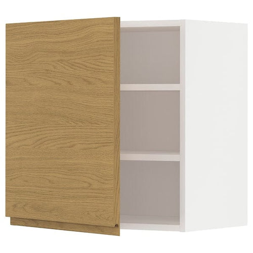 METOD - METOD Wall cabinet with shelves, white/Voxtorp oak effect, 60x60 cm