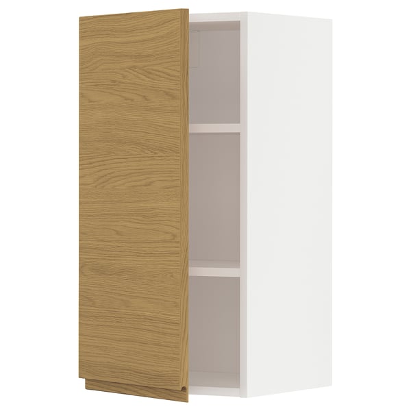 METOD wall cabinet with shelves, white/Voxtorp oak effect, 40x80 cm