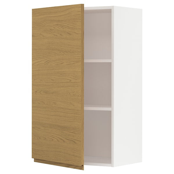 METOD - Wall cabinet with shelves, white/Voxtorp oak effect, 60x100 cm