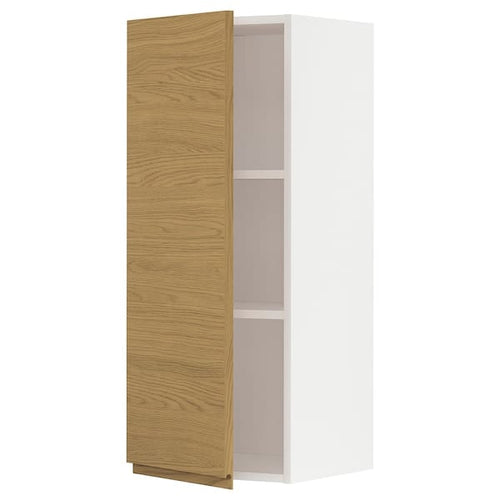 METOD - METOD Wall cabinet with shelves, white/Voxtorp oak effect, 40x100 cm