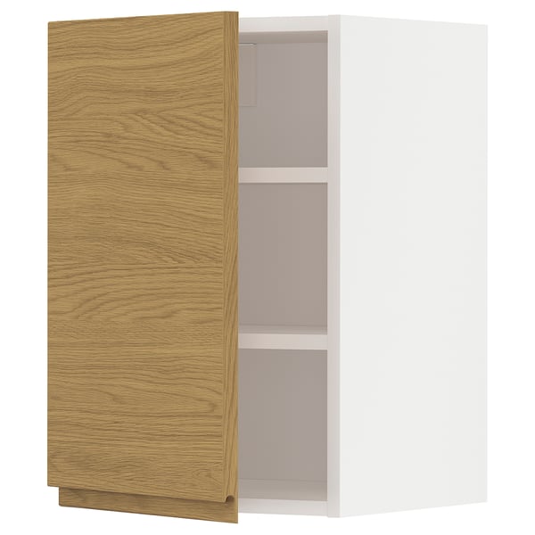 METOD wall cabinet with shelves, white/Voxtorp oak effect, 40x60 cm
