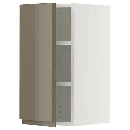 METOD - METOD Wall cabinet with shelves, white/Voxtorp high-gloss dark grey-brown, 30x60 cm