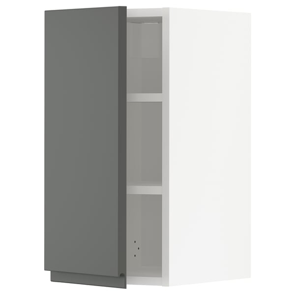 METOD wall cabinet with shelves, white/Voxtorp dark grey, 30x60 cm