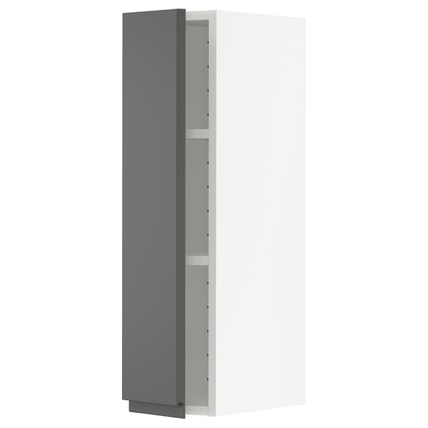 METOD wall cabinet with shelves, white/Voxtorp dark grey, 20x80 cm