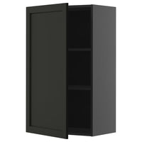 METOD wall cabinet with shelves, black-grey/Lerhyttan black stained, 60x100 cm