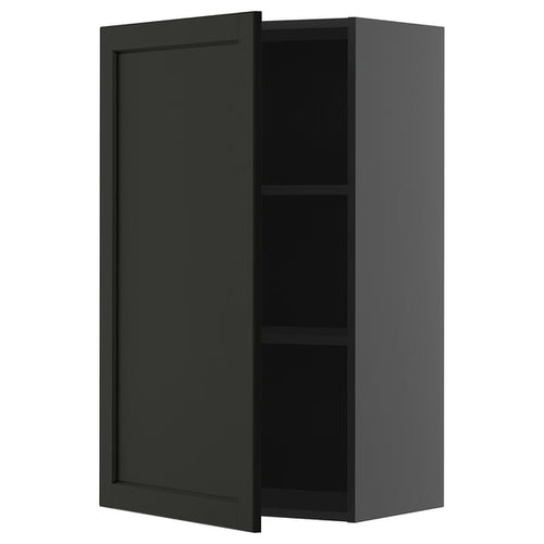 METOD - METOD Wall cabinet with shelves, black-grey/Lerhyttan black stained, 60x100 cm