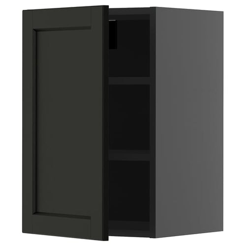 METOD - METOD Wall cabinet with shelves, black-grey/Lerhyttan black stained, 40x60 cm