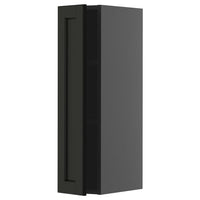 METOD wall cabinet with shelves, black-grey/Lerhyttan black stained, 20x80 cm