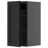 METOD wall cabinet with shelves, black-grey/Lerhyttan black stained, 30x60 cm