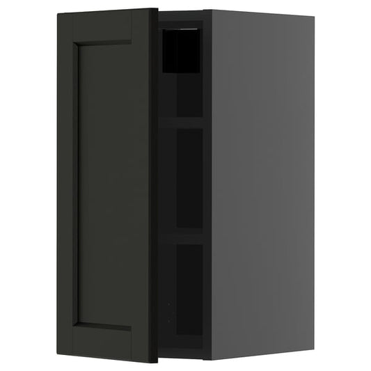 METOD - METOD Wall cabinet with shelves, black-grey/Lerhyttan black stained, 30x60 cm