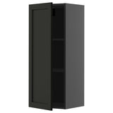 METOD wall cabinet with shelves, black-grey/Lerhyttan black stained, 40x100 cm