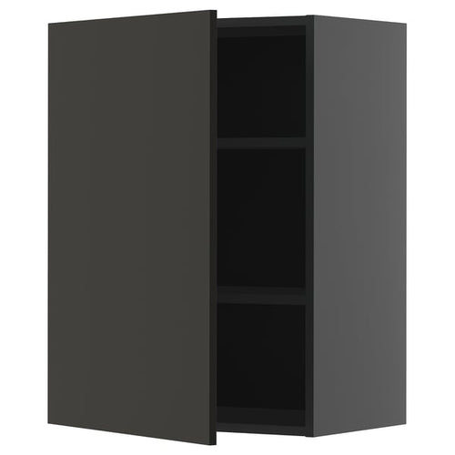 METOD - METOD Wall cabinet with shelves, black-grey/Nickebo matt anthracite, 60x80 cm