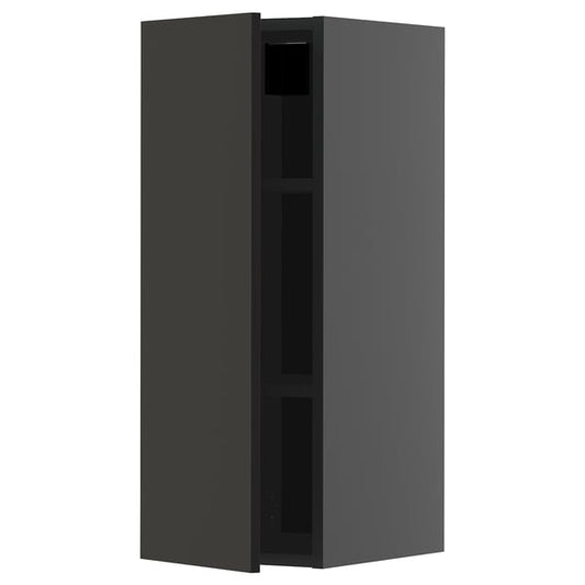 METOD - METOD Wall cabinet with shelves, black-grey/Nickebo matt anthracite, 30x80 cm