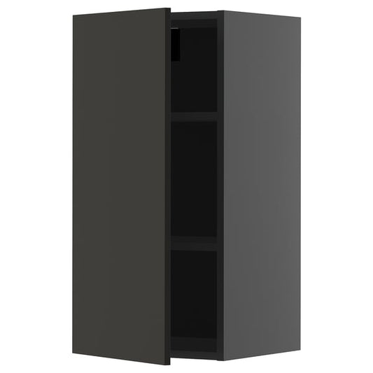 METOD - METOD Wall cabinet with shelves, black-grey/Nickebo matt anthracite, 40x80 cm