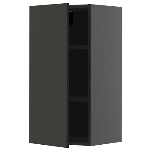 METOD - METOD Wall cabinet with shelves, black-grey/Nickebo matt anthracite, 40x80 cm