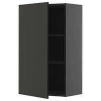 METOD wall cabinet with shelves, black-grey/Nickebo matt anthracite, 60x100 cm