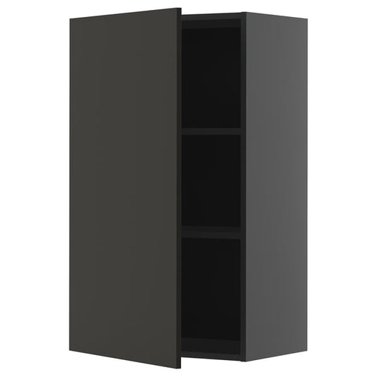 METOD - METOD Wall cabinet with shelves, black-grey/Nickebo matt anthracite, 60x100 cm