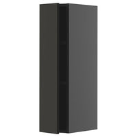 METOD wall cabinet with shelves, black-grey/Nickebo matt anthracite, 20x80 cm
