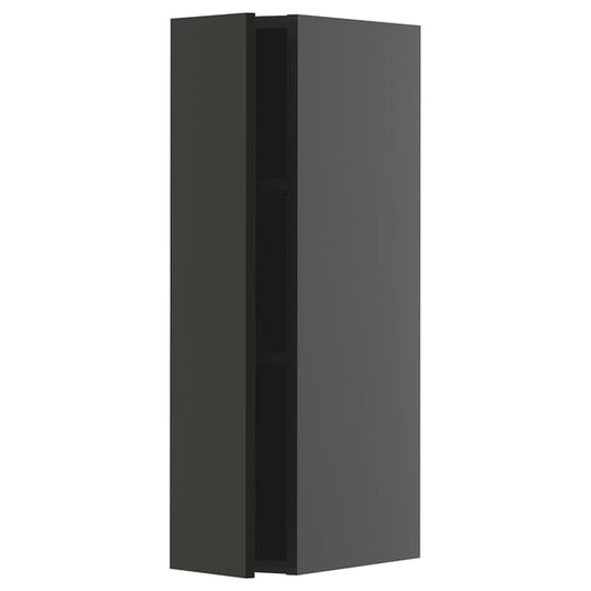 METOD - METOD Wall cabinet with shelves, black-grey/Nickebo matt anthracite, 20x80 cm