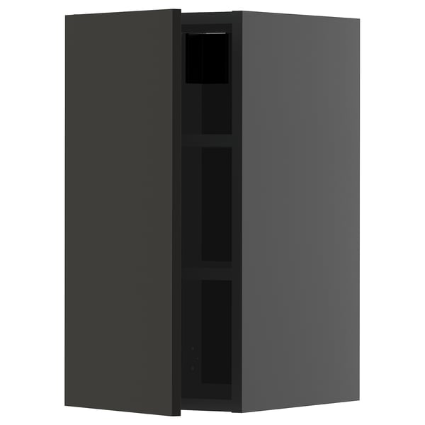 METOD wall cabinet with shelves, black-grey/Nickebo matt anthracite, 30x60 cm