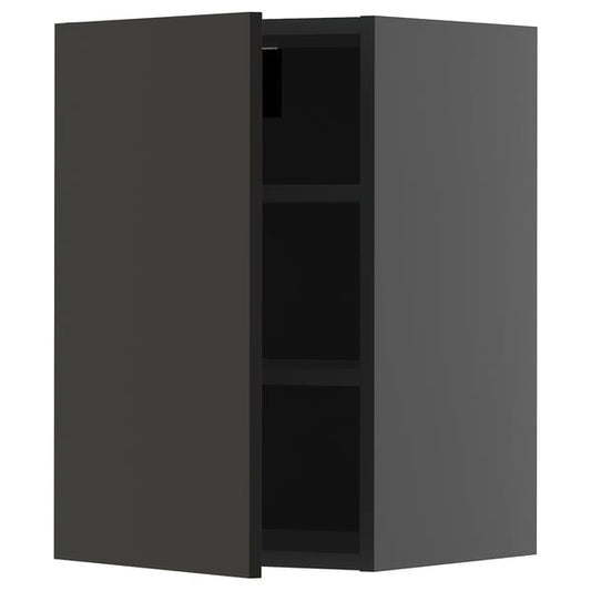 METOD - METOD Wall cabinet with shelves, black-grey/Nickebo matt anthracite, 40x60 cm