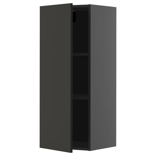 METOD - METOD Wall cabinet with shelves, black-grey/Nickebo matt anthracite, 40x100 cm
