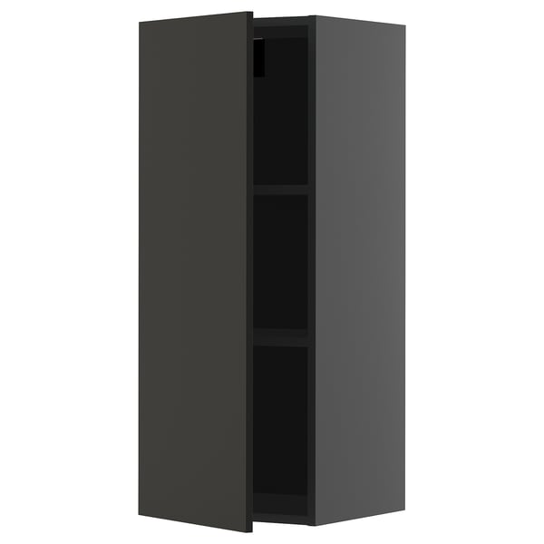 METOD - METOD Wall cabinet with shelves, black-grey/Nickebo matt anthracite, 40x100 cm