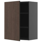 METOD wall cabinet with shelves, black-grey/Sinarp brown, 60x80 cm