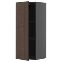 METOD wall cabinet with shelves, black-grey/Sinarp brown, 40x100 cm