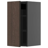 METOD wall cabinet with shelves, black-grey/Sinarp brown, 30x60 cm