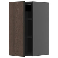 METOD wall cabinet with shelves, black-grey/Sinarp brown, 30x60 cm
