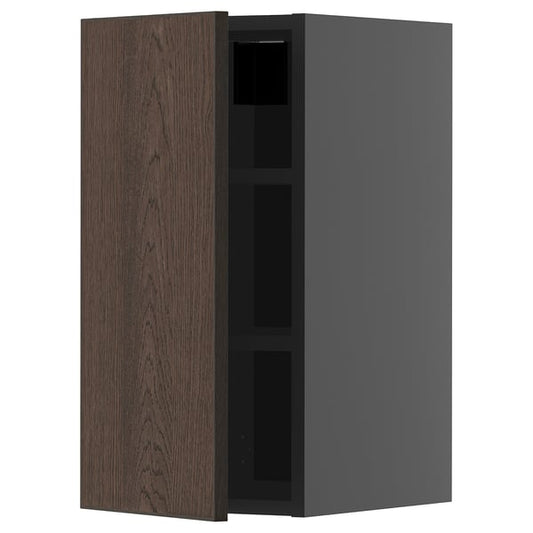 METOD - METOD Wall cabinet with shelves, black-grey/Sinarp brown, 30x60 cm