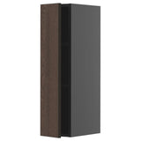 METOD wall cabinet with shelves, black-grey/Sinarp brown, 20x80 cm