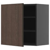 METOD wall cabinet with shelves, black-grey/Sinarp brown, 60x60 cm