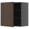 METOD wall cabinet with shelves, black-grey/Sinarp brown, 60x60 cm