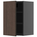 METOD wall cabinet with shelves, black-grey/Sinarp brown, 40x60 cm