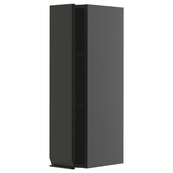 METOD - METOD Wall cabinet with shelves, black-grey/Upplöv matt anthracite, 20x80 cm