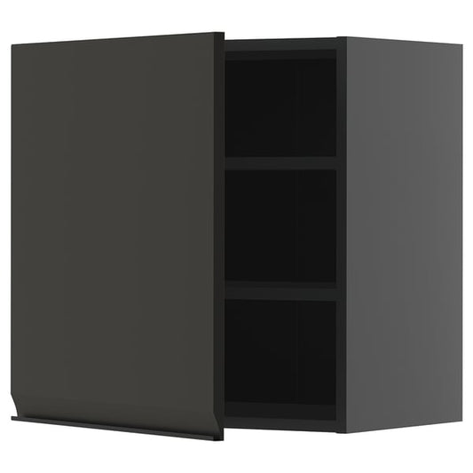 METOD - METOD Wall cabinet with shelves, black-grey/Upplöv matt anthracite, 60x60 cm