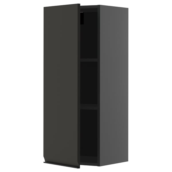 METOD - METOD Wall cabinet with shelves, black-grey/Upplöv matt anthracite, 40x100 cm