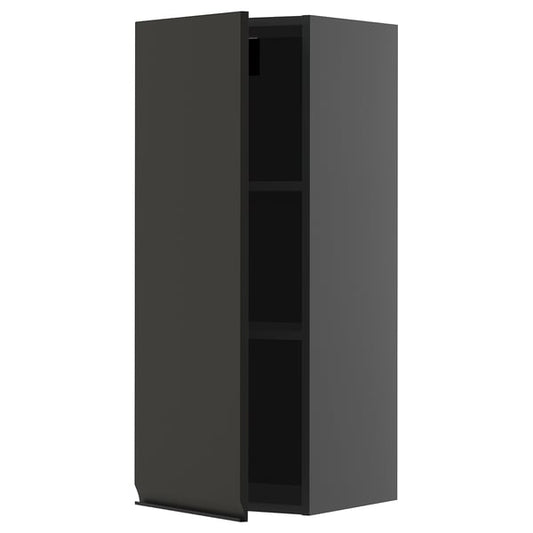 METOD - METOD Wall cabinet with shelves, black-grey/Upplöv matt anthracite, 40x100 cm