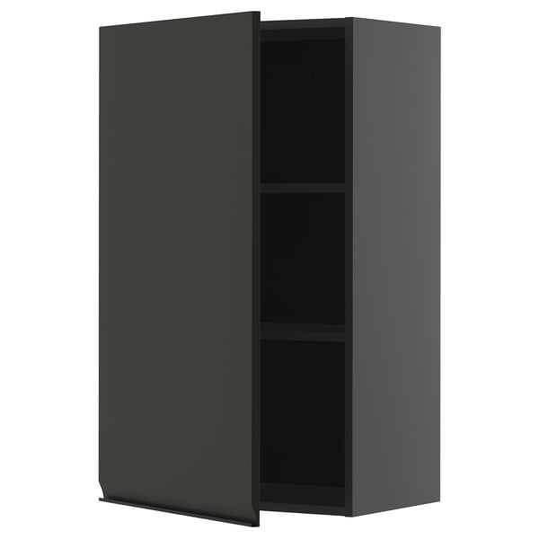 METOD wall cabinet with shelves, black-grey/Upplöv matt anthracite, 60x100 cm