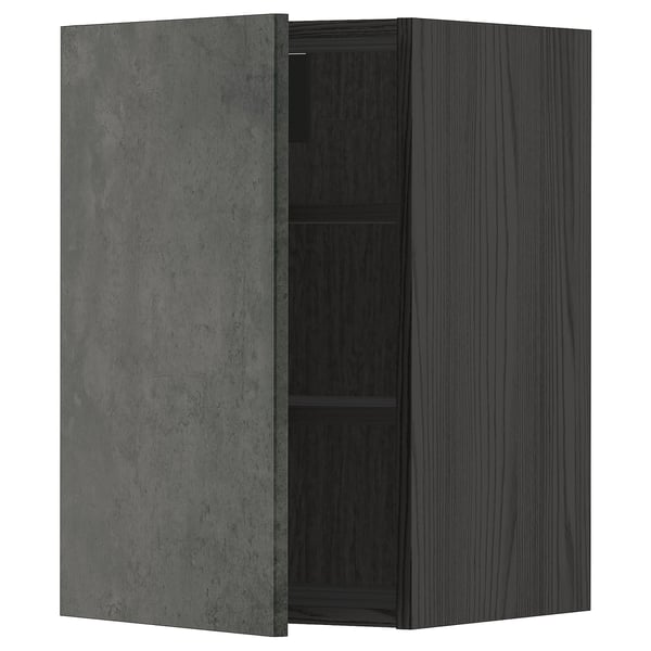METOD wall cabinet with shelves, black/Kalhyttan dark grey concrete effect, 40x60 cm