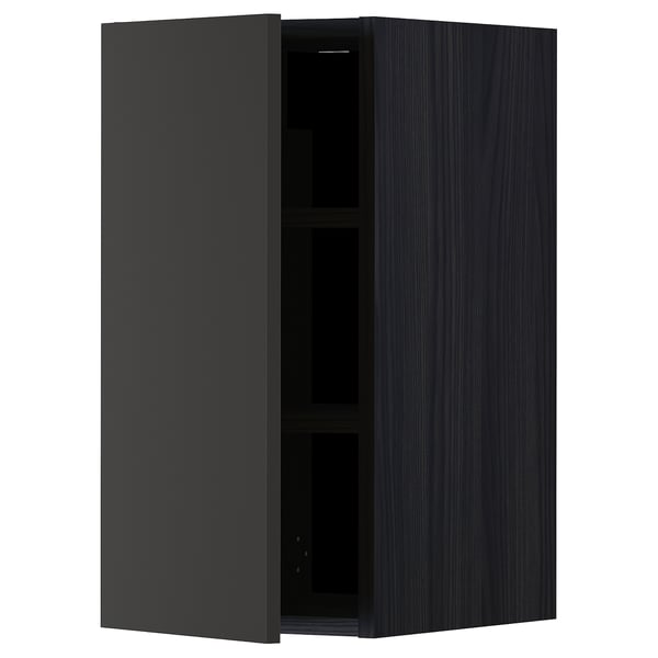 METOD - METOD Wall cabinet with shelves, black/Nickebo matt anthracite, 30x60 cm