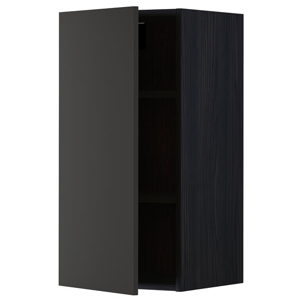 METOD - METOD Wall cabinet with shelves, black/Nickebo matt anthracite, 40x80 cm