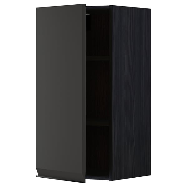 METOD - METOD Wall cabinet with shelves, black/Upplöv matt anthracite, 40x80 cm