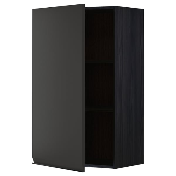 METOD - METOD Wall cabinet with shelves, black/Upplöv matt anthracite, 60x100 cm
