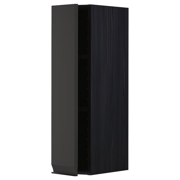 METOD - Wall cabinet with shelves, black/Upplöv matt anthracite , 20x80 cm