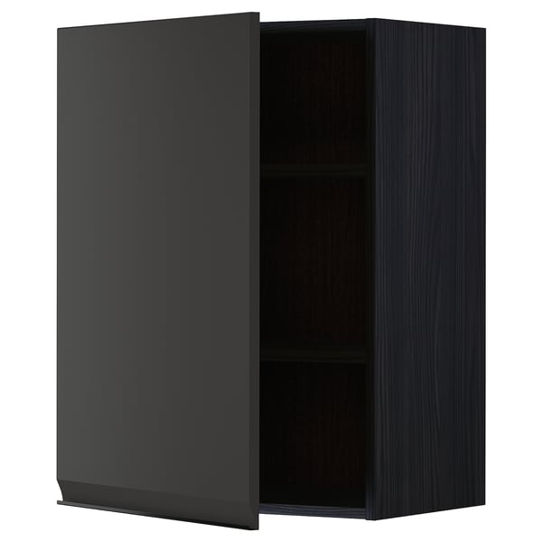 METOD - METOD Wall cabinet with shelves, black/Upplöv matt anthracite, 60x80 cm