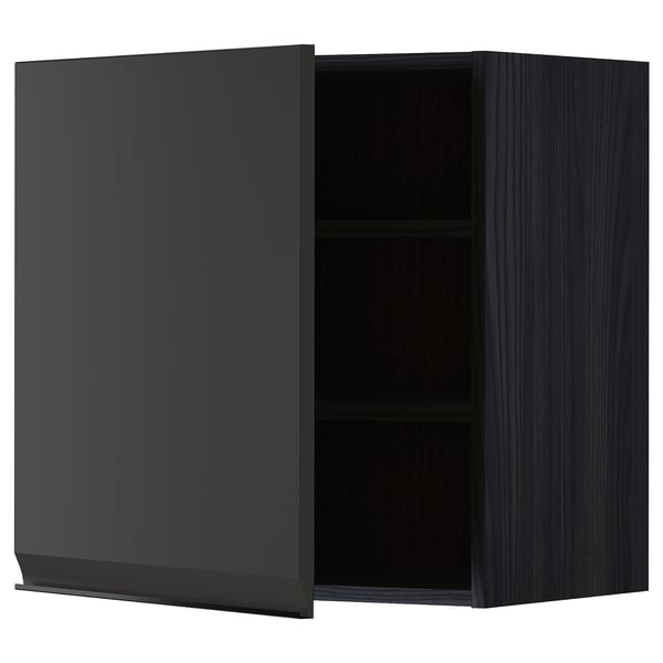 METOD wall cabinet with shelves, black/Upplöv matt anthracite, 60x60 cm