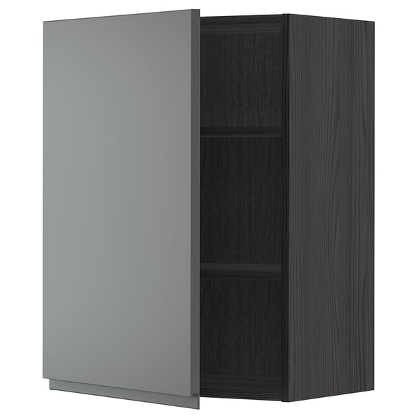 METOD - METOD Wall cabinet with shelves, black/Voxtorp dark grey, 60x80 cm